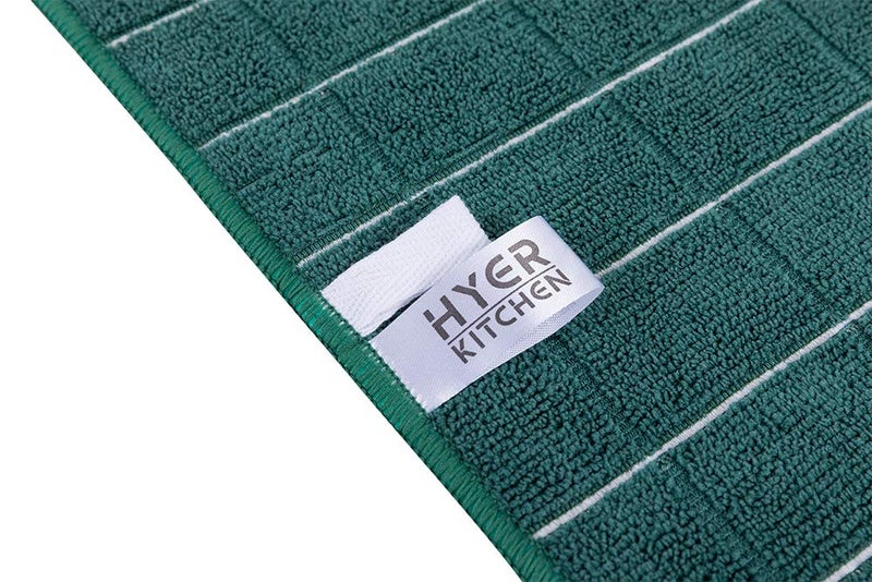 HYER KITCHEN Microfiber Dish Towels - Soft, Super Absorbent and Lint Free Kitchen Towels - 8 Pack (Lattice Designed Green Colors) - 26 x 18 Inch (Dark Green) - Image 3